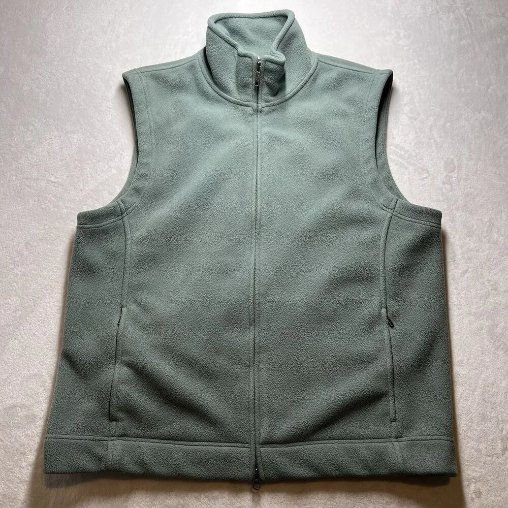 Banana Republic Y2K 2000’s Green Fleece Vest Men’s Full Zip Classic Size XL